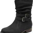 Ataiwee Women's Mid-Calf Cowboy Cowgirl Boots with Low Chunky Heel, Side Zipper, Motorcycle Style, Classic Round Toe,Fashion Western (Black/Dark Brown/Grey) Boots, Size: 8.5