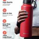 Coolflask 40 oz Water Bottle Insulated with Straw & 3 Leakproof Lids | Water Flask Stainless Steel Triple-Wall Vacuum,Cold 48+h,Dishwasher Safe,Wide Mouth, BPA-Free,Carrier Bag,for Gym,Hiking