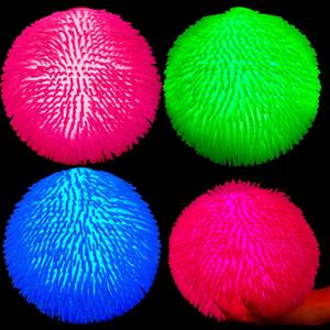 Puffer Balls Glow in The Dark 9 Inch Large Puffer Ball Stretchy Light Spiky Stress Relief LED Glowing Party Favors Goodie Bag Stocking Stuffers Assorted Colors (Cute Colors, 3 Pcs)