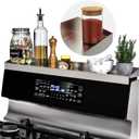 IIIOIIIA Stove Top Magnetic Shelf for Kitchen Organization, 30" Magnetic Spice Rack Over The Stove, 4" Deep Spice Organizer with Border All Around, Brushed Stainless, Silver