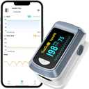 Pulse Oximeter HealthTree Oxygen Monitor Fingertip, Bluetooth Pulse Ox with Free APP, O2 Pulse Oximeter Finger and Heart Rate Monitor, 2 X AAA Batteries, Lanyard (Gray)