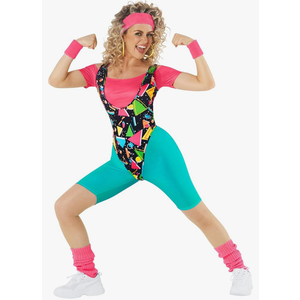 Morph 80s Workout Outfit for Women 90s Retro Workout Outfits 80 s Aerobics Outfit Halloween Costume for Womens XL