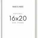 HAUS AND HUES White Oak Wood 16x20 Picture Frame - Lightweight Frame for Wall Art, Posters, Photos (White Oak Frame)