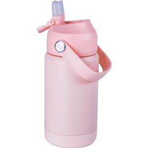 Stainless Steel Water Bottle, 12 oz, Leak-Proof, with Straws Lids, Pink