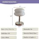 Meefad Mid Century Modern Glass Table Lamp, Mushroom Lamp for Bedroom, Cute Table Lamps, Elegant Night Light for Living Room in White