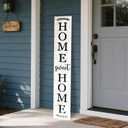 Home sweet home wooden porch sign Vertical hanging decorations Welcome sign front door standing Decorative sign 47x7.8Inch Plaques for Outside Yard Decor (Wood White)