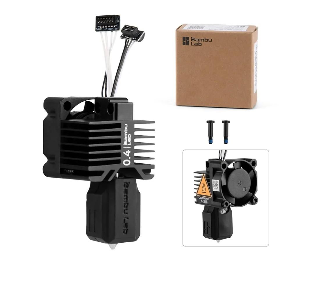 Bamboo Lab P1P, P1S Hotend Complete Kit for P1 Series 3D Printer, Full Assembly Hardened Steel Hot End with Fan, Thermistor, Ceramic Heater, 0.4mm Nozzle, and Extruder Heating Block Replacement