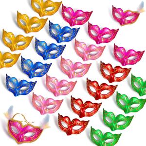 Vinsot 24/48 Pcs Mini Mardi Gras Masks Small Masquerade Mask Cake Toppers Carnival Party Favors Venetian Centerpiece Decor (7 x 4 cm/ 2.75 x 1.58 inches, Colorful)