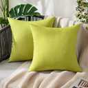 MIULEE Pack of 2 Decorative Outdoor Solid Waterproof Throw Pillow Covers Faux Linen Garden Farmhouse Cushion Cases for Summer Patio Tent Balcony Couch Sofa 18x18 Inch Green