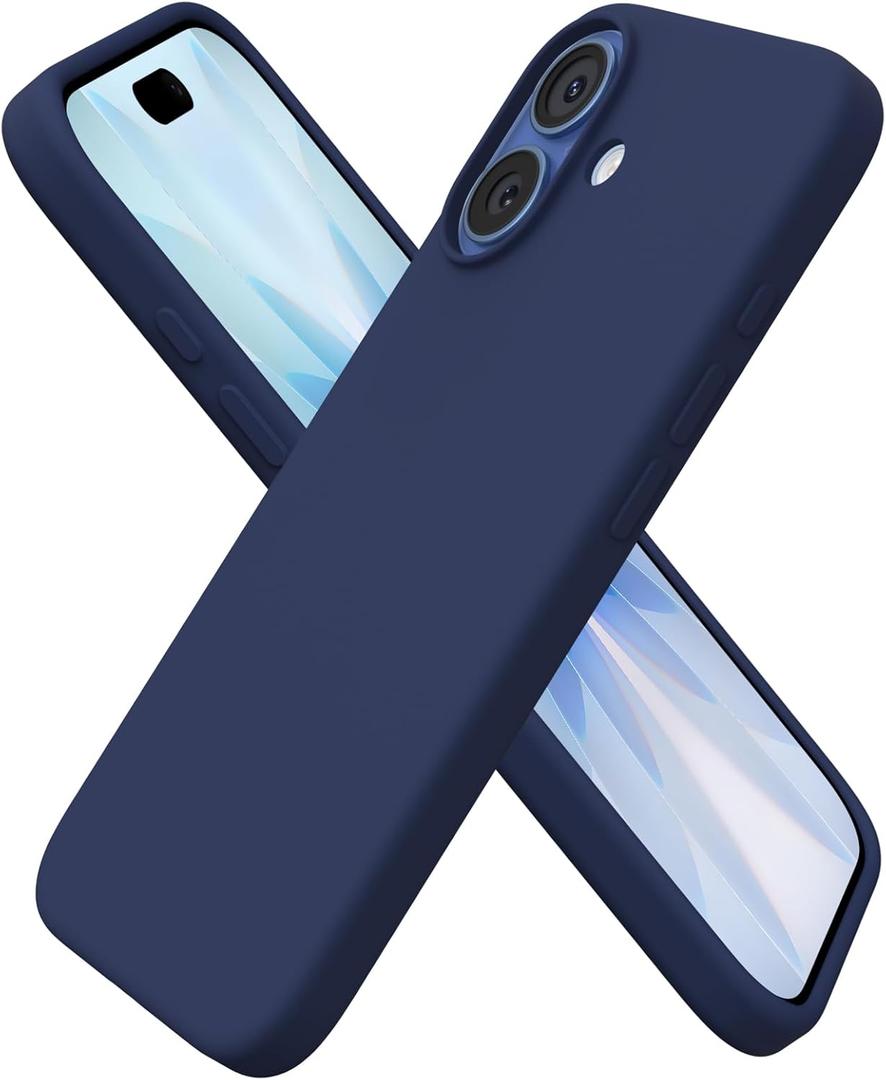 ORNARTO Compatible with iPhone 17 Case 6.3, Slim Liquid Silicone 3 Layers Full Covered Soft Gel Rubber Phone Case Protective Cover 6.3 Inch, Navy Blue