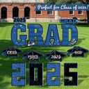 Blue Graduation Yard Signs 2025  14PCS Outdoor Lawn Decorations with Stakes, Large Waterproof Congrats Grad Sign Set for High School & College Class of 2025 Ceremony