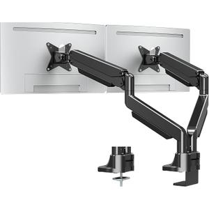 MOUNTUP Dual Monitor Mount fits 42 40 39 37 34 32 27 inch Ultrawide Screen, Holds 6.6-33lbs, Dual Monitor Arm Desk Mount, Heavy Duty Gas Spring Monitor Stand for 2 Monitors, with Clamp/Grommet Base
