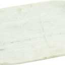 Deco 79 Marble Oval Tray with Gold Twisted Leaf Handles, 20" x 10" x 2", White