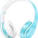 RAT TAIL V5.0 Bluetooth Headphones Over-Ear, Foldable Wireless and Wired Stereo Headset Micro SD/TF, FM for Cell Phone,PC,Soft Earmuffs &Light Weight for Prolonged Wearing (Blue)