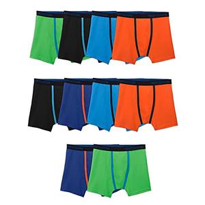 Fruit Of The Loom Boys And Toddler Briefs, Tag Free & Breathable Underwear, Assorted Color Multipacks Boxer, 10 Pack - Breathable Micro Mesh, Medium US