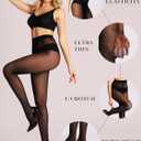 HONENNA 2 Pairs Sheer Tights for Women Ultra Thin Reinforced T Crotch Control Top Pantyhose Stockings (L)