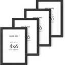 HAUS AND HUES 4x6 Black Oak Frame Set of 4 - Rustic Wooden Photo Holders for Gallery Display