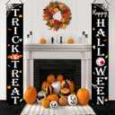 2 x Halloween Decorations Outdoor TRICK OR TREAT Happy HALLOWEEN Banner Porch Sign Decor Halloween Door Decorations for Home Indoor Outdoor Wall Party