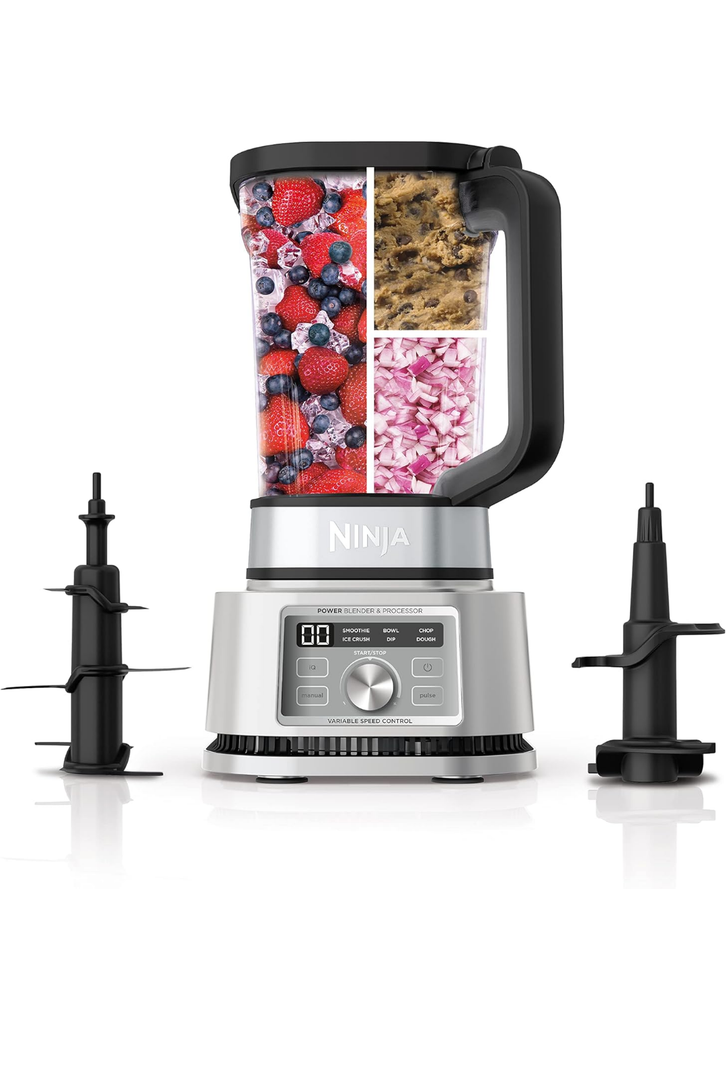 Ninja Foodi SS201 Power Blender & Processor. 3-in-1 Crushing Blender, Dough Mixer, and Food Processor 1400WP smartTORQUE 6 Auto-iQ Presets