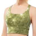 Women's Strappy Sports Bras Fitness Workout Padded Yoga Bra Criss Cross (Green, M)