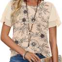 WIHOLL Womens Summer Tops Trendy Ruffle Sleeve Shirts Casual Chiffon Blouses Beach Vacation Clothes (Beige, S)
