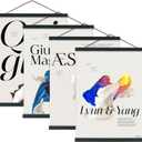 Artmag 4 Pack Magnetic Poster Hanger Frame, 40x27 40x30 40x60 Light Wood Wooden Magnet Poster Frame for Maps Canvas Artwork Pictures Poster Hangers Frames (Black, 40")