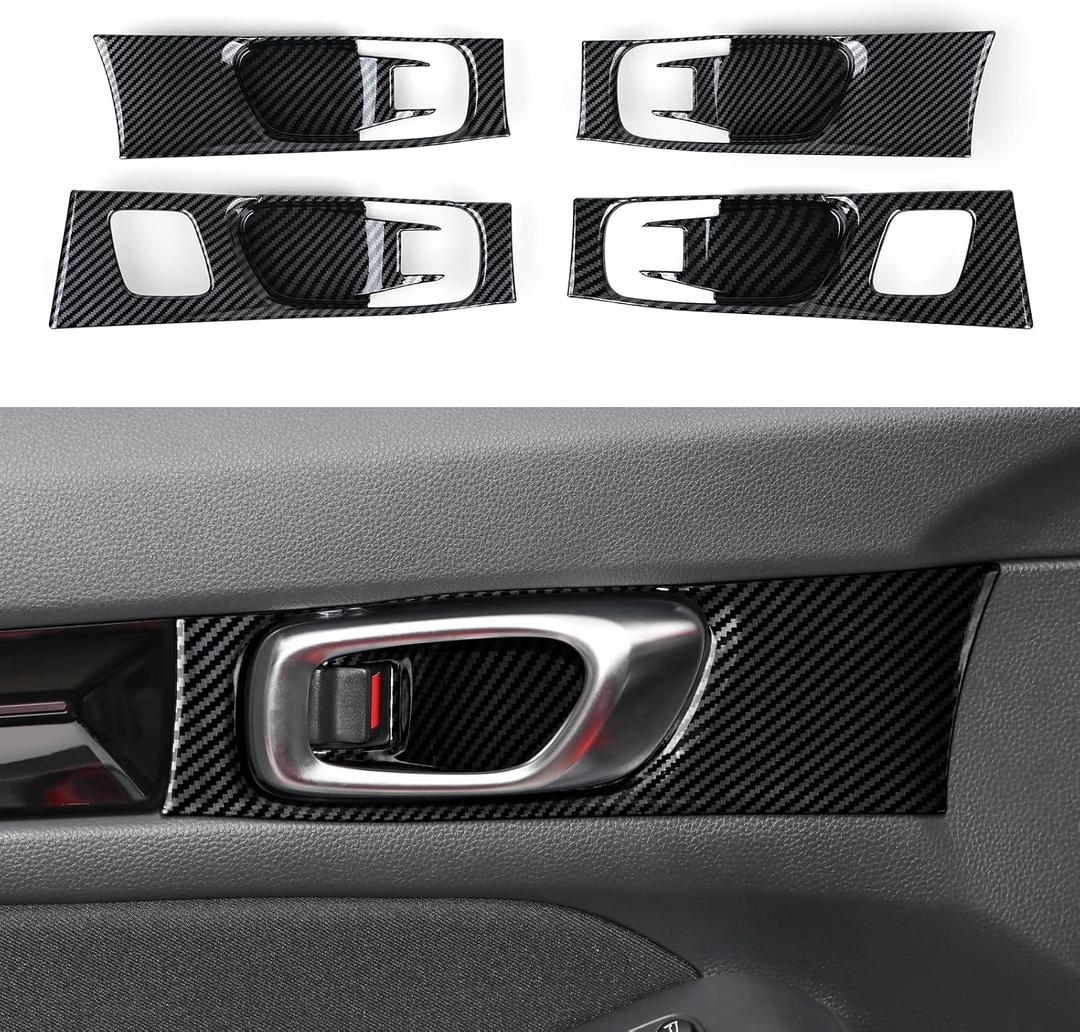 Car Inner Door Handle Bowl Decals for 2022 2023 2024 2025 Honda Civic 11th Gen Accessories ABS Carbon Fiber Interior Stickers