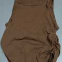 OQQ Women's 2 Piece Tank Tops Crew Neck Sleeveless Basic Stretch Casusal Yoga Crop Camis (Brown, M)