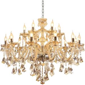 Luxury Cognac Crystal Chandelier 18 Lights,Contemporary K9 Crystal Ceiling Chandelier Lighting Fixture Candle Style E12 Base for Dinning Living Room Bedroom Hallway (18 Lights)