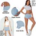 Athletic Shorts for Women Running Shorts with Liner, Quick Dry Active Workout Gym Shorts with Pockets 2.5 Inch (Blue, L)