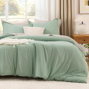 Litanika Comforter Full Size Set Sage Green, 3 Pieces Lightweight Bed Set, Solid Bedding Comforters Sets, Soft All Season Down Alternative Quilt Blanket