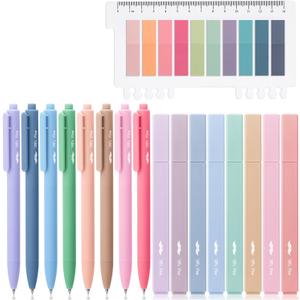 Mr. Pen- Aesthetic Highlighters and Gel Pens, 16 Pack, 200 Sheets Transparent Sticky Tabs, Fine Point 0.7mm, Assorted Colors Bible Highlighters and Pens No Bleed for Bullet Journaling, Summarizing (Vibrant)