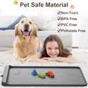 Dog Food Mat - Silicone Dog Mat for Food and Water - 36" x 24" Large Pet Feeding Mats with Residue Collection Pocket - Waterproof Dog Cat Bowl Mat with High Edges to Prevent Water Food Spills (Gray)