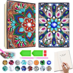 Micaracy Craft Kits for Kids Age 6-8-9-10, Presents for 5 7 11 12 Year Old Girls Notebook Diamond Art Painting Kit Arts and Crafts for Kids Toys for 5-10 Year Old Girl Gifts Diary (2 pcs)