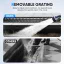 Trench Drain System, Channel Drain with Plastic Grate, 5.9x7.5-Inch HDPE Drainage Trench, Black Plastic Garage and Garden Drain, 4x39 Trench Drain Grate, with 4 End Caps-4 Pack