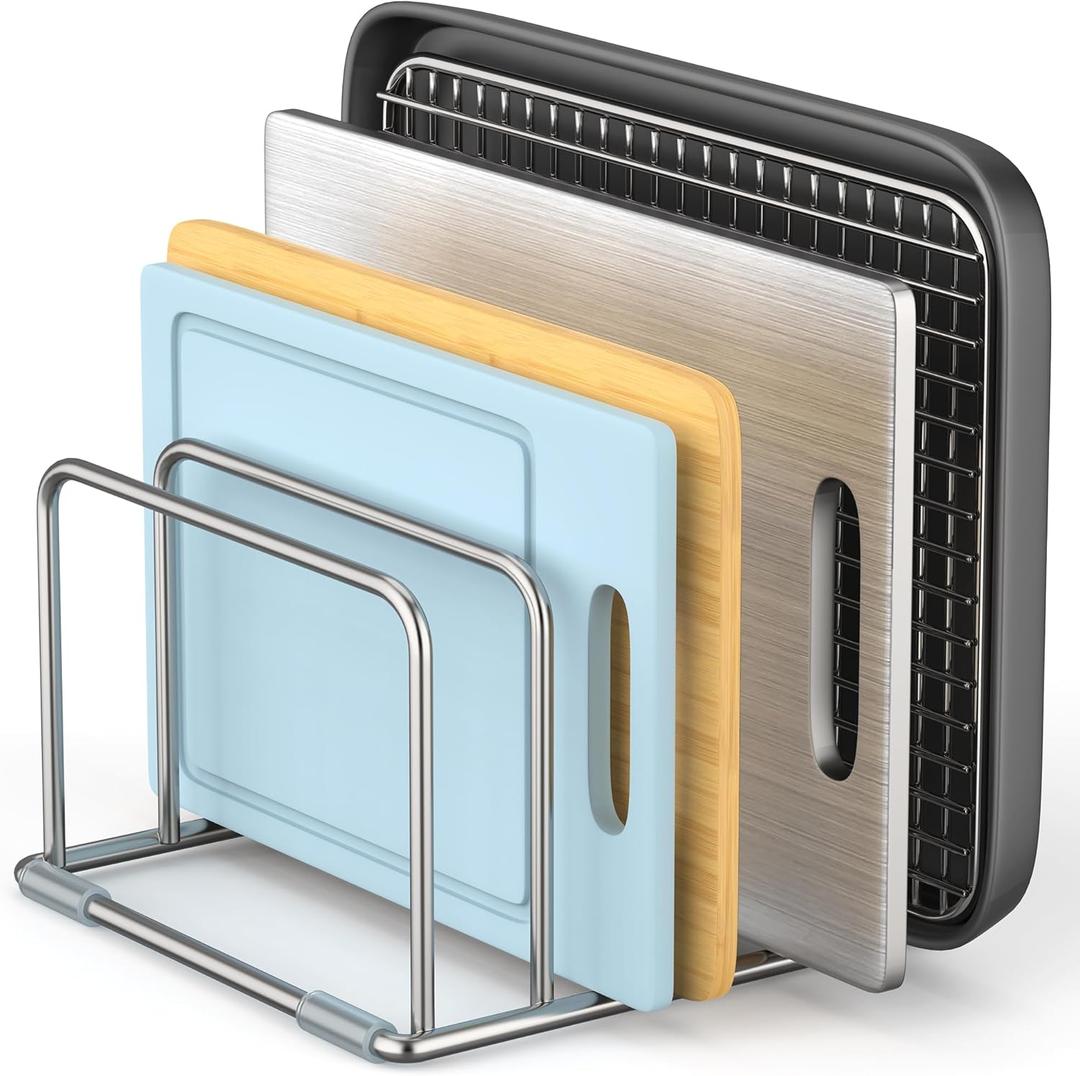 Cutting Board Holder Stand, Chopping Board Organizer Rack with 304 Stainless Steel, Cookie Sheet Storage Organizer, 1.0 & 1.2 Inch Wide Slots (Pack of 1)