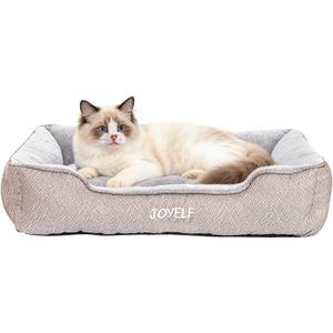 JOYELF Rectangle Dog Bed Calming Pet Bed, Anti Anxiety Cat Bed & Sofa, Cute Plush Pet Bed for Small Dog and Cat (Small-23''x19''x6'')