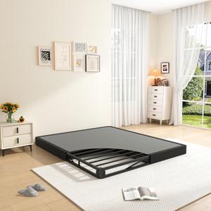 MAF 5 Inch King Box Spring, Low Profile Box Spring King Siz 3500 lbs Black Heavy Duty Metal Mattress Foundation with BoxSpring Cover, No Squeaky, Easy Assembly