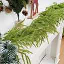 2PCS 6FT Christmas Norfolk Garland Decorations, Faux Pine Garland Outdoor, Artificial Unlit Green Garlands, Christmas Mantel Decoration Indoor, Thick Greenery Xmas Decor in The Winter