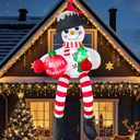 13FT Christmas Inflatable Outdoor Decoration, Climbing Snowman Christmas Blow up Yard Decorations with LED Lights and Cardinal, Giant Snowman Inflatable Outdoor Decoration for Garden Roof