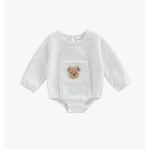 Cute Baby Sweatshirt Romper Waffle Knit Baby Clothes Infant Girl Boy Fall Winter Outfits (Khaki, 0-6 Months)