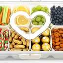 Divided Snack Serving Tray with Lid and Handle travel Snackle Box Charcuterie Container Portable Storage Organizer for Candy Divided Serving Tray with Lid for Fruits, Snacks, Sauces & More