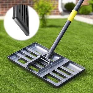 Lawn Leveling Rake: Anti Flipping 17" x 10" Stainless Steel Lawn Ground Leveler for Soil, Heavy Duty Grass Top Soil Dressing Leveling Rake, Home Lawn,Golf Field,Yard Landscaping Tool, 60 Long Handle