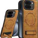 for Google Pixel 10 Pro Fold Magnetic Case, PU Leather Compatible with Magsafe Wireless Charging Case with Kickstand Slim Shockproof Protective Cover for Pixel 10 Pro Fold JD Brown