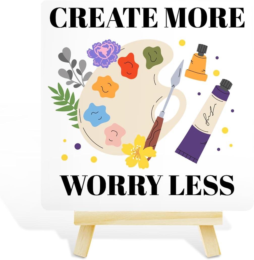 Painting Gifts for Women Men, Birthday Christmas Gifts for Artist Art Lover Students Painter, Art Lover Gifts for Teacher, Artist Birthday Gifts, Artist Decor Sign, Create More Worry Less