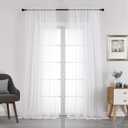 Chyhomenyc White Sheer Curtains 108 Inch Length 2 Panels Set, Extra Long Light Filtering Solid Voile Window Drapes for Living Room Party Ceremony, 42Wx108L, 9FT Length, Set of 2, White