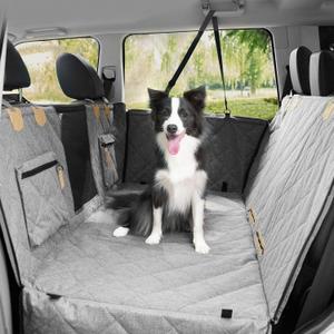 Dog Car Seat Cover for Back Seat, Hard Bottom Back Seat Extender for Dogs, Waterproof Car Hammock, Backseat Bed and Car Seat Protector, Nonslip Fit for Cars, SUVs, Trucks, 52 x 25 in, Gray