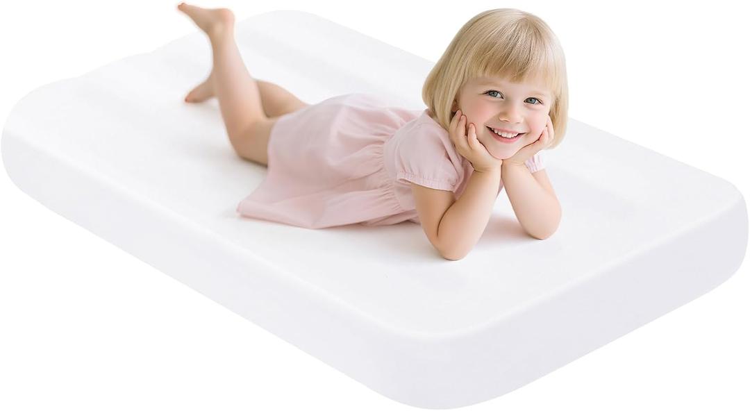 PLULON Kids Air Mattress with White Fitted Sheets, Inflatable Bed 63288 inches Airbed Inflatable Mattress Sheet for Kids Sleepover Tent Slumber Party Camping Sleeping Pad Teepee Tent Air Mattress