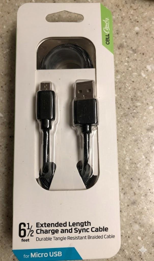 6 1/2 Extended Length Charge and sync Durable Tangle Resistant Braided Cable