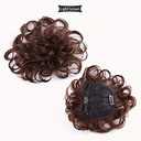RemeeHi Short Curly Wavy Human Hair Toppers 4.7" x 4.7" Seamless Fluffy Replacement Clip in Hairpiece for Covering White Hair Toupee Wiglet Light Brown
